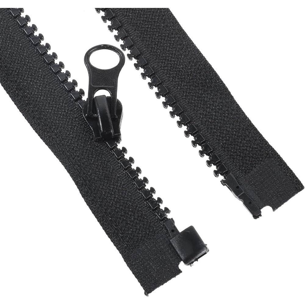 2-Pack Black Molded Plastic Separating Jacket Zipper 16 Inch Open End Resin