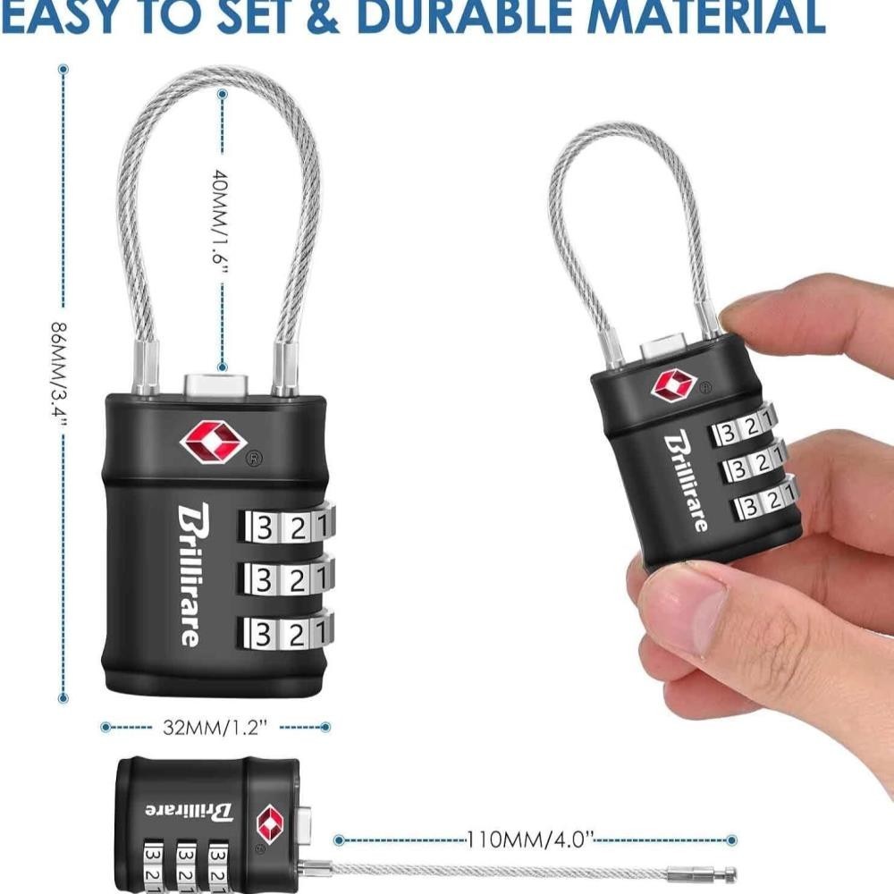 2 Pack New TSA Approved Luggage Locks, Combination Travel Cable Lock Kits [