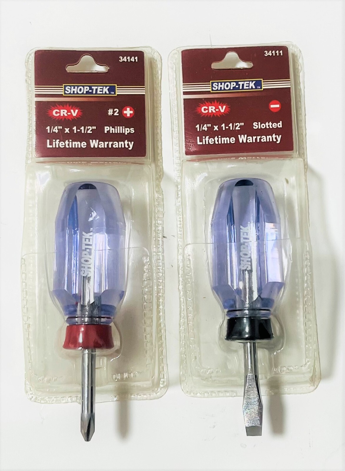 Shop-Tek 2-Pc Stubby Screwdriver Set, Slotted 1/4"x1-1/2" and Phillips #2x1-1/2"