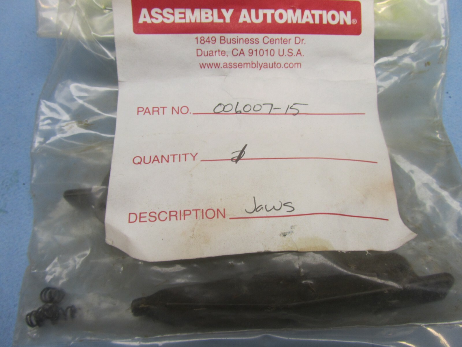 Assembly Automation 006007-15 Jaw - NEW OLD STOCK