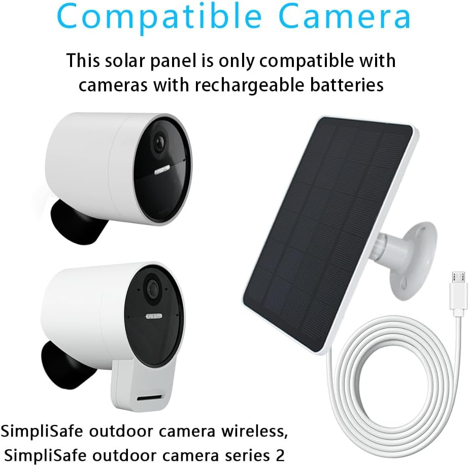 Solar Panel Compatible with Simplisafe Outdoor Camera Series 2 Wireless, 4W 5V