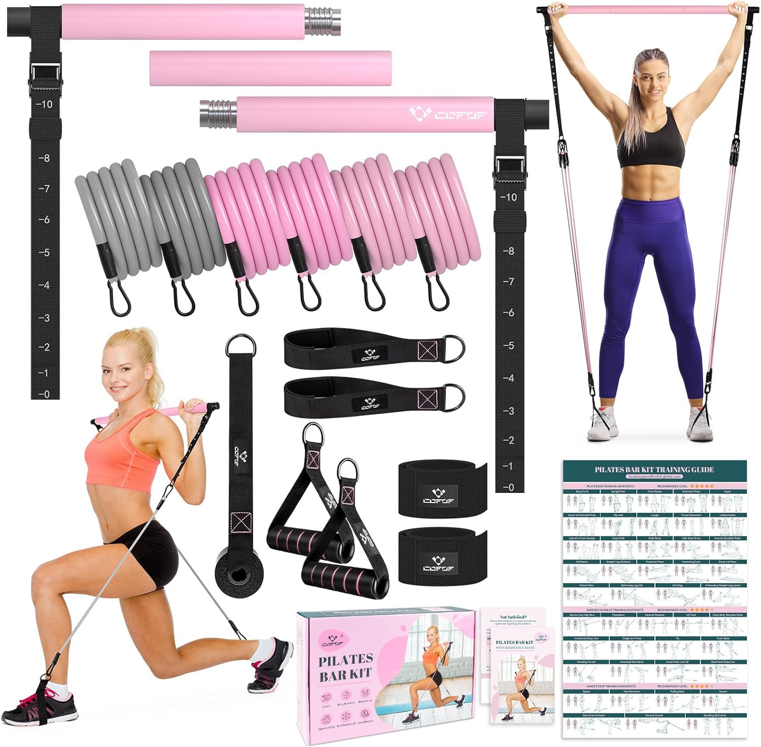 Multifunctional Yoga Pilates Bar w/ Metal Buckle Full-Body Workout