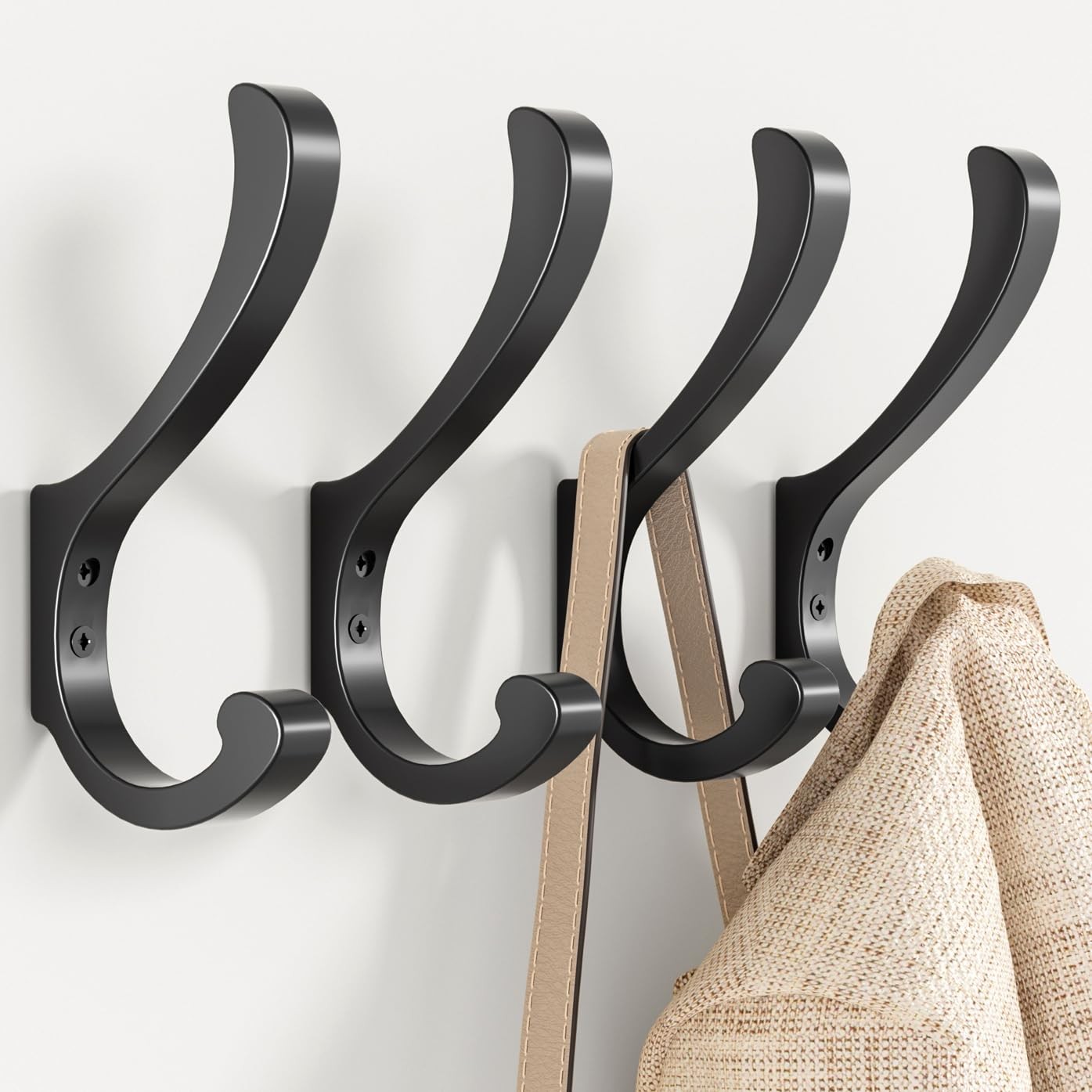 Coat Hooks for Hanging Heavy Duty Extra Large (5.4 inch) Wall Mount Hooks 4 Pack