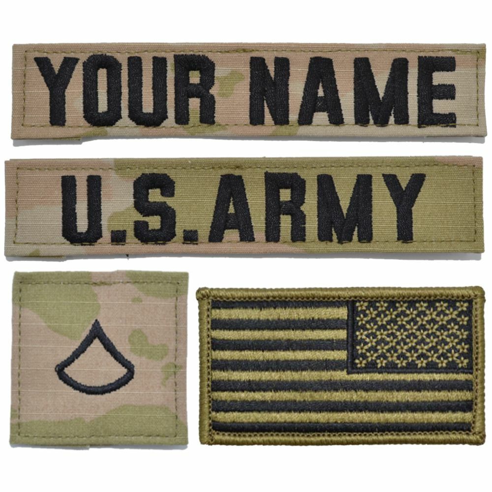 4 Piece Name Tape Set w/ Hook Fastener Backing - 3-Color OCP