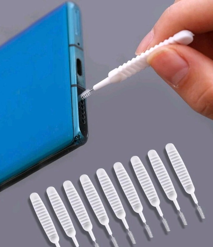 3X 10pcs Small White Cleaning Brush Shower Head For Phone USB Port Nails Multi