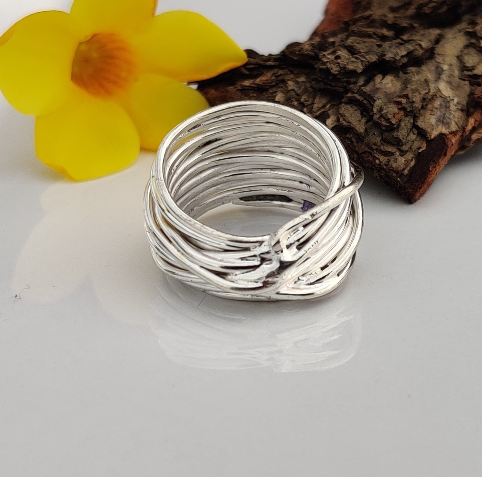Handmade Wraparound Silver Wire Ring 925 Sterling Silver All Size Mo**