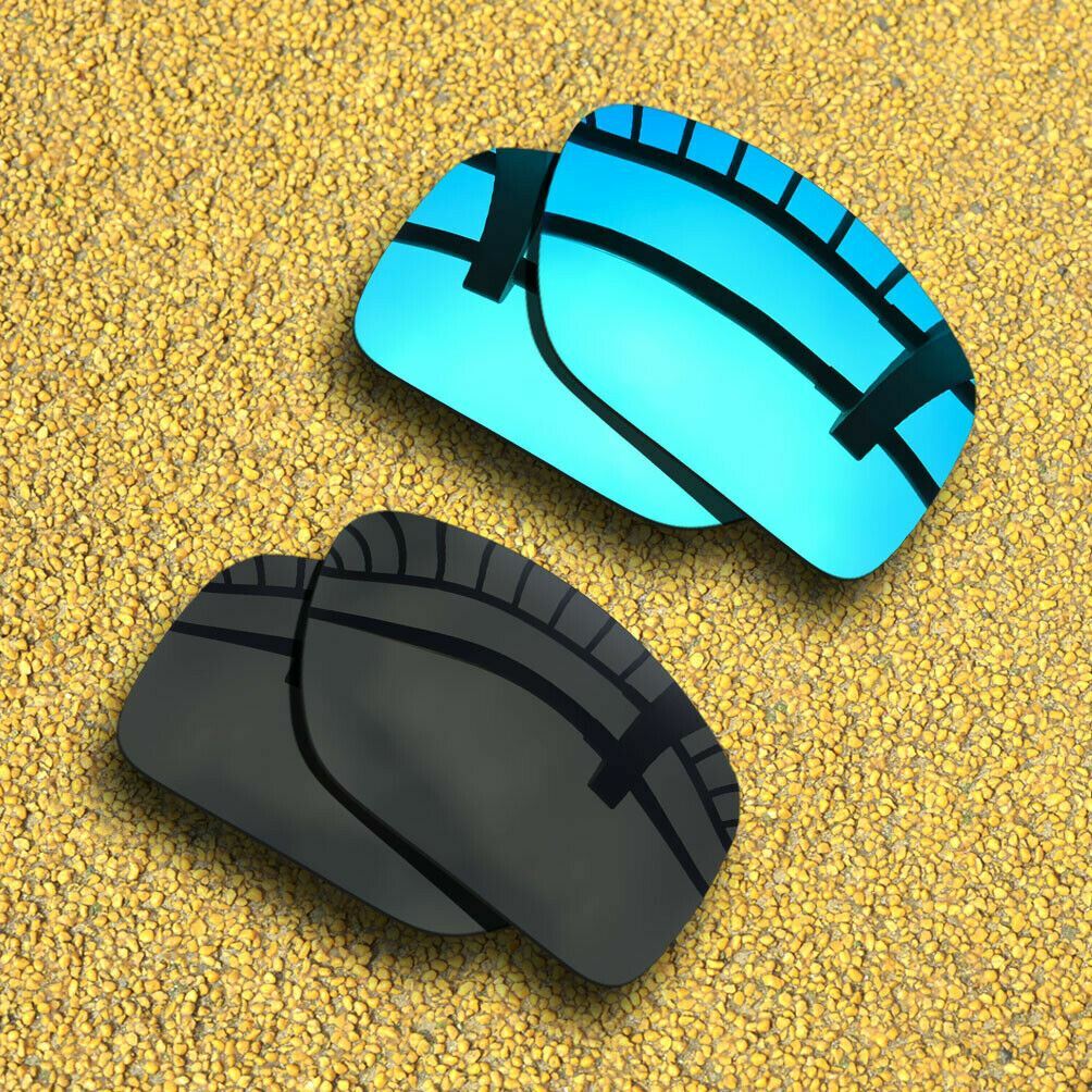 US 2 Pairs Lenses Replacement for-Oakley Double Edge OO9380 Polarized-Black&Blue