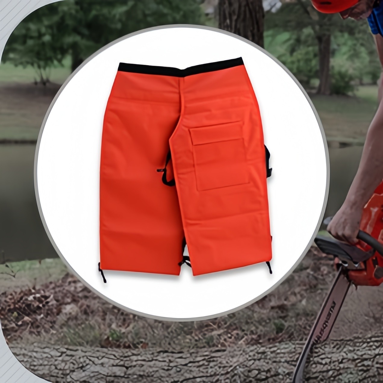 0000-886-3905 Chain Saw Protective Chaps-Orange Fits Men Waist 22-39" Adjustable