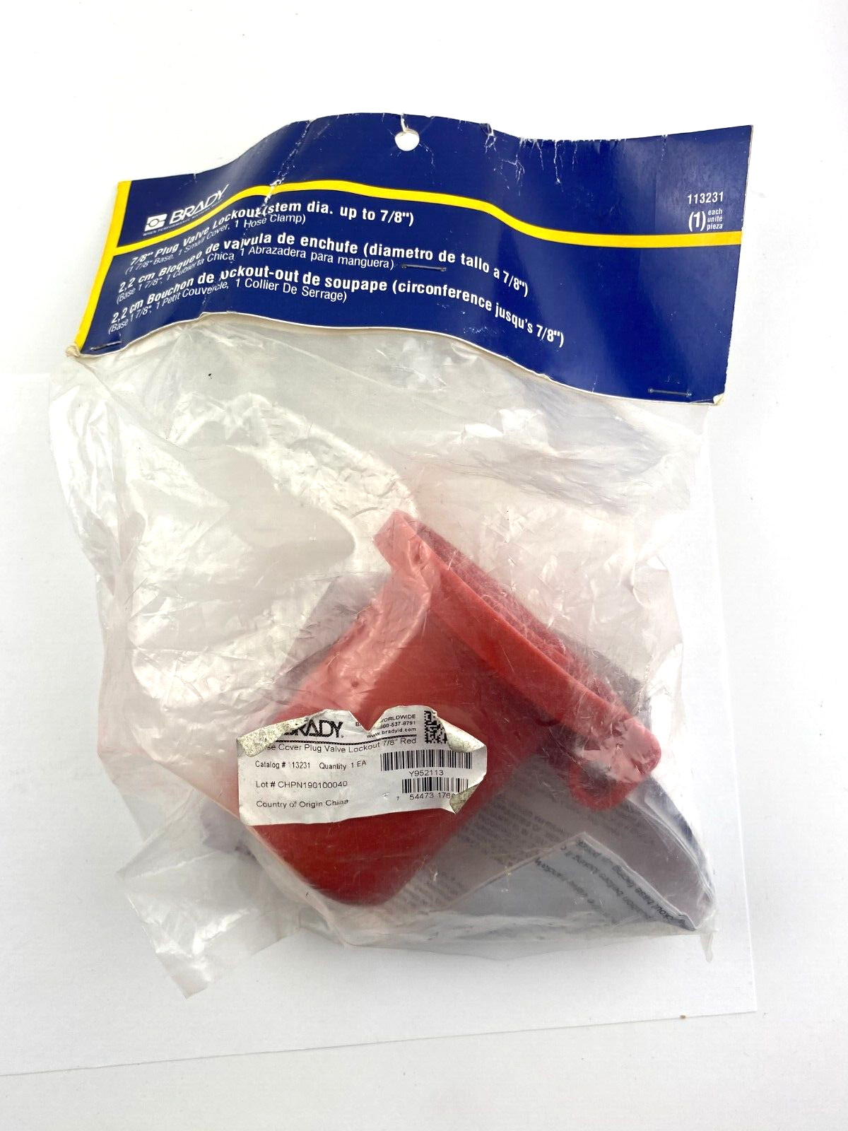 Brady 113231 Base Cover Plug Valve Lockout 7/8" RED
