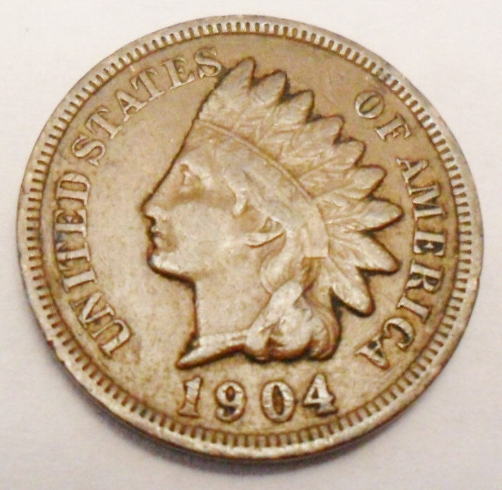 1904 P Indian Head Cent Penny  *F - FINE*  **FREE SHIPPING**