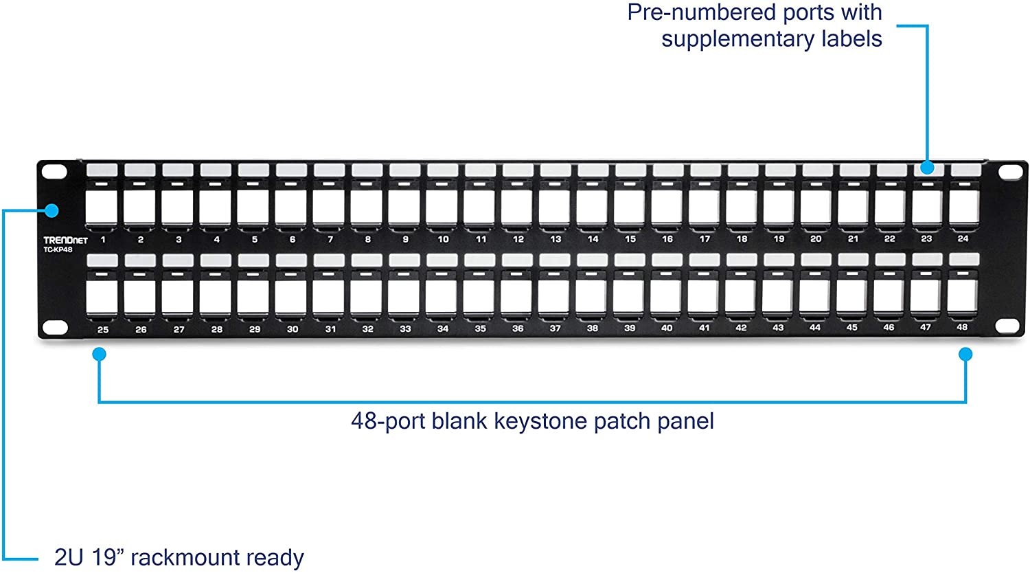 TRENDnet TC-KP48, 48-Port Blank Keystone 2U HD Patch Panel