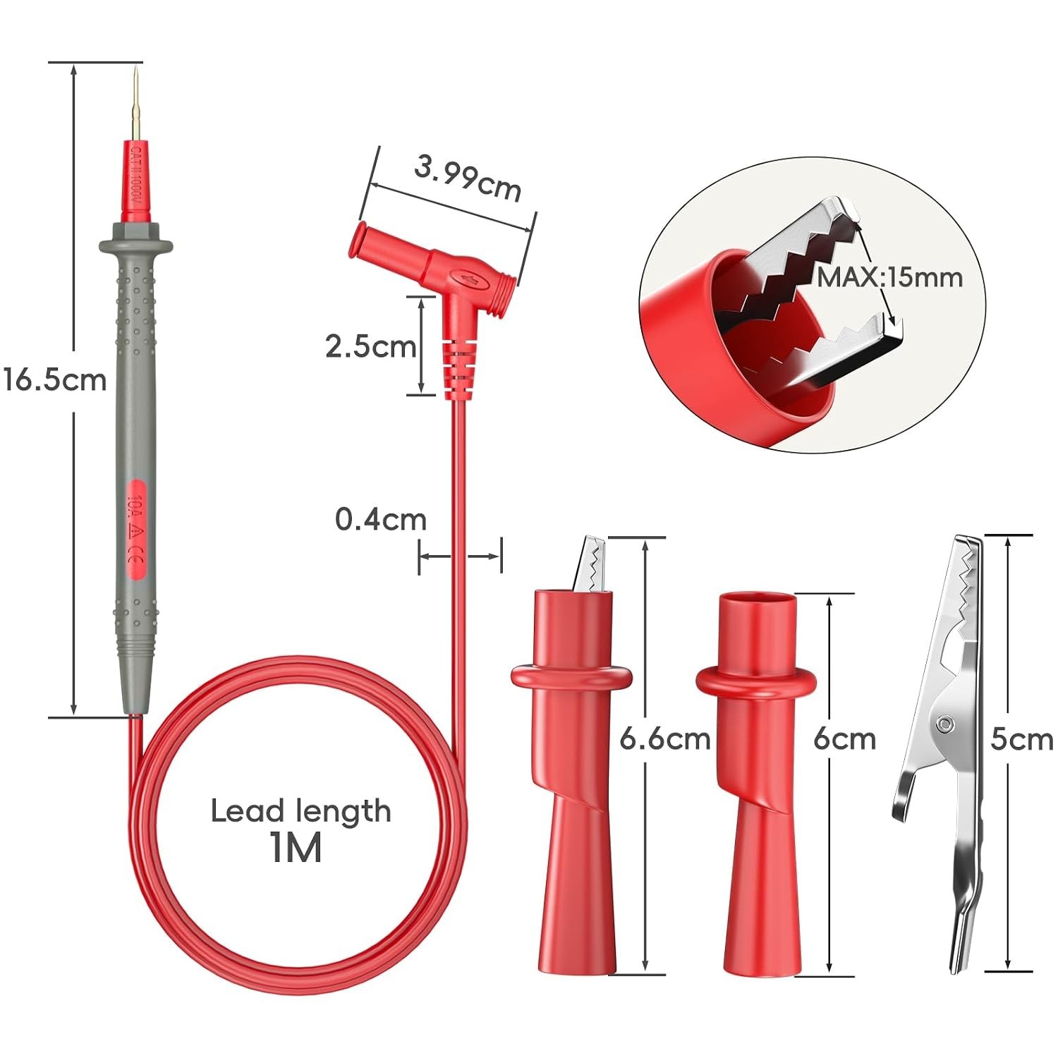 6PCS Multimeter Leads Kit with Push On Alligator Clips | Precision Sharp Pro...