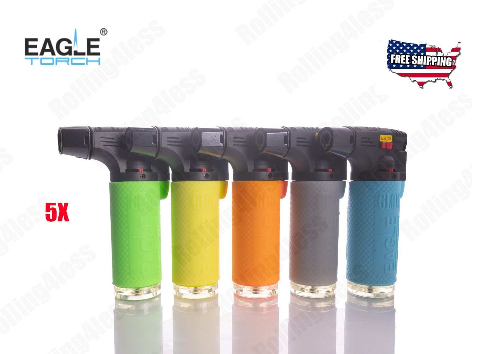 🔥Eagle Torch GID Angle Single Flame  Torch Lighter Assorted Colors| 5pcs Deal