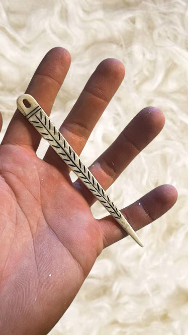 Antique Style Nalbinding Flat Bone Needle, Nalbinding Needle, Nålbinding Lovers
