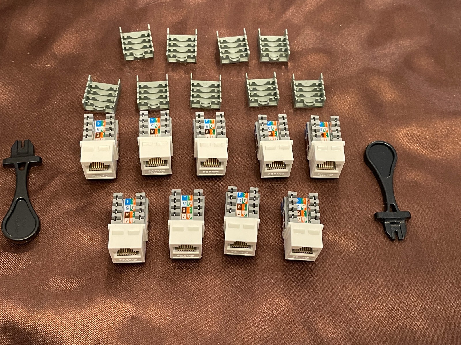 3 foot CAT5E Patch Cord Yellow plus CAT5E Jacks 9 pack CE TECH