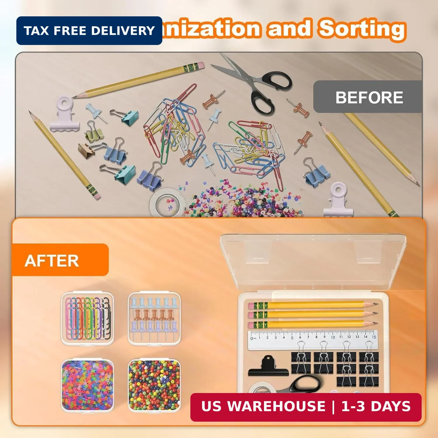 Bead Organizer Box, 30 Pcs Clear Plastic Storage Containers Features Hinged Lid