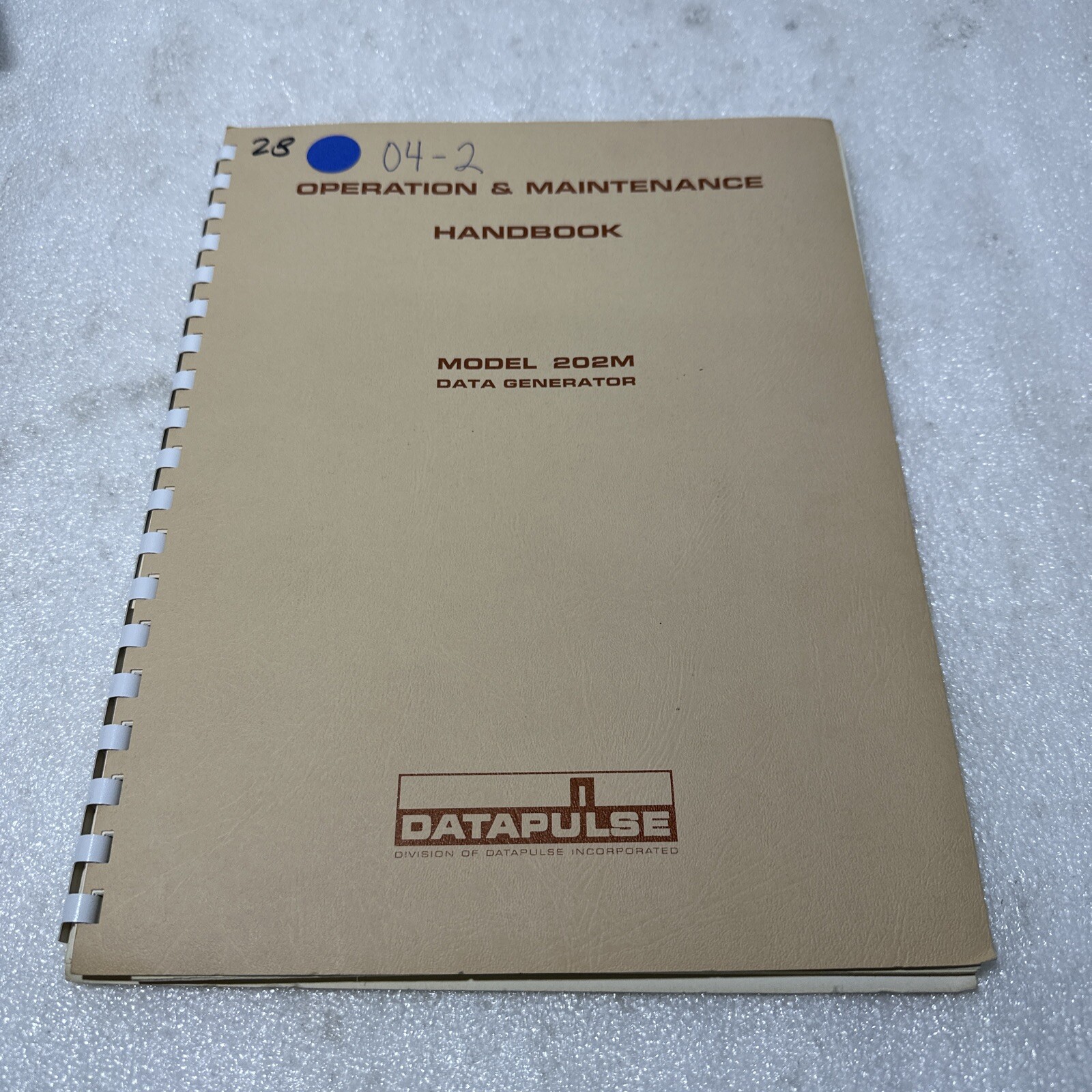 Datapulse Model 202M Data Generator Operation Handbook 37000-115