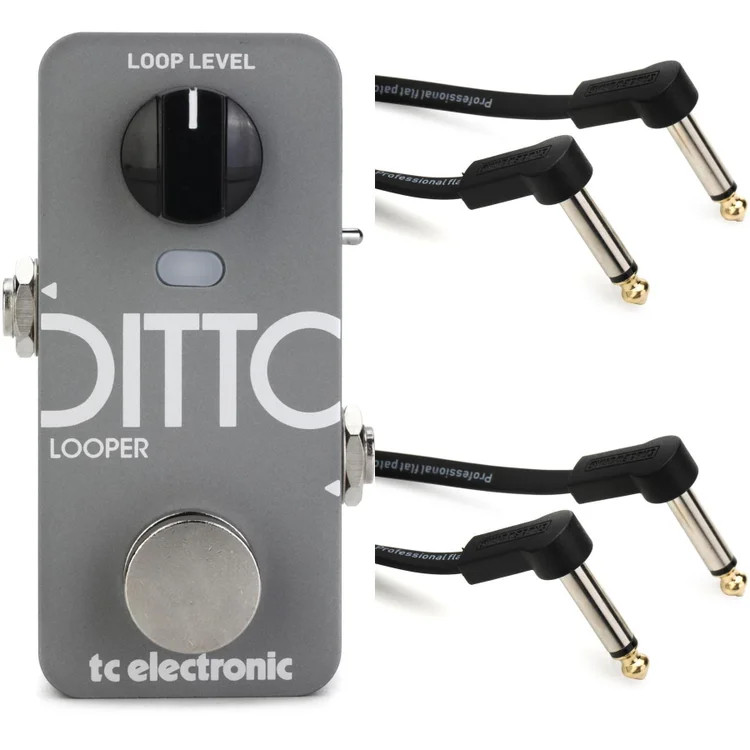 TC Electronic Ditto 2 Looper Pedal with Patch Cables