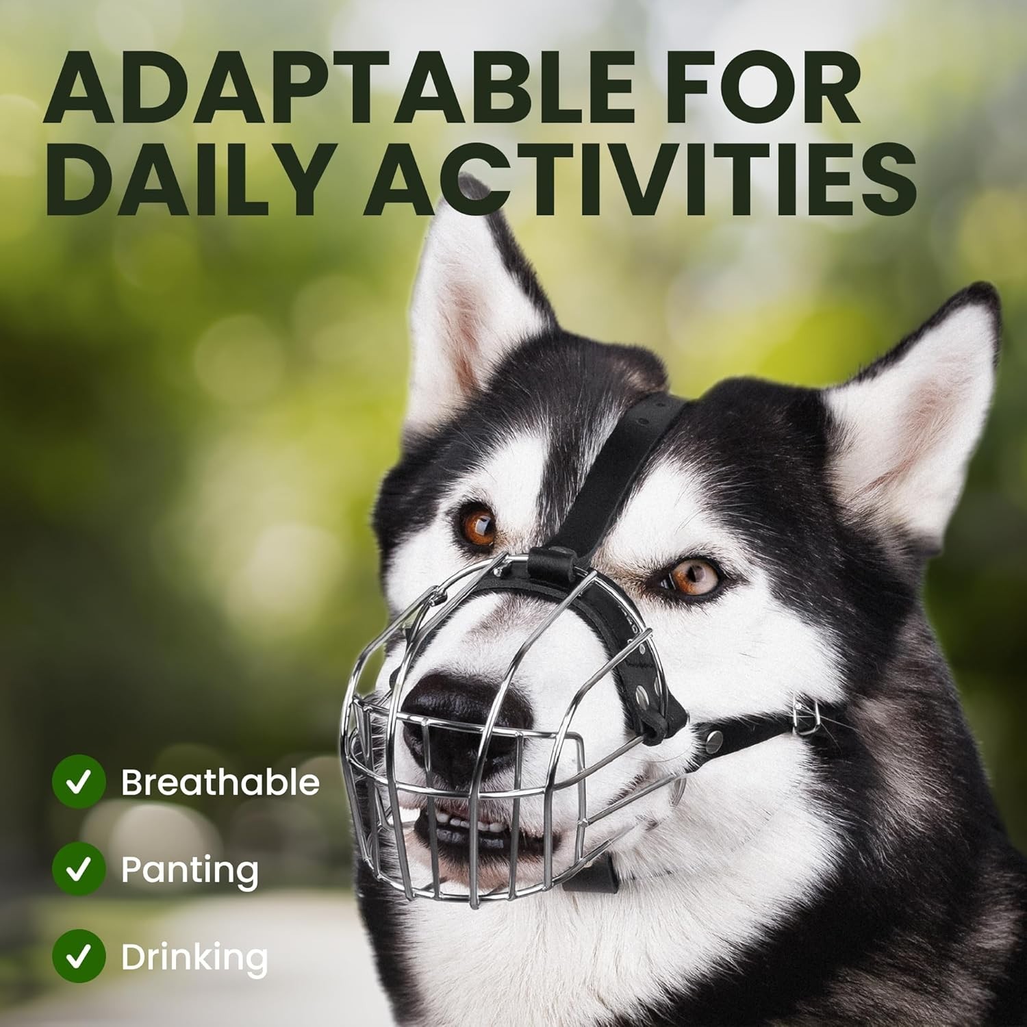 Metal Dog Muzzle with Leather Straps - Comfortable for Training & Walks