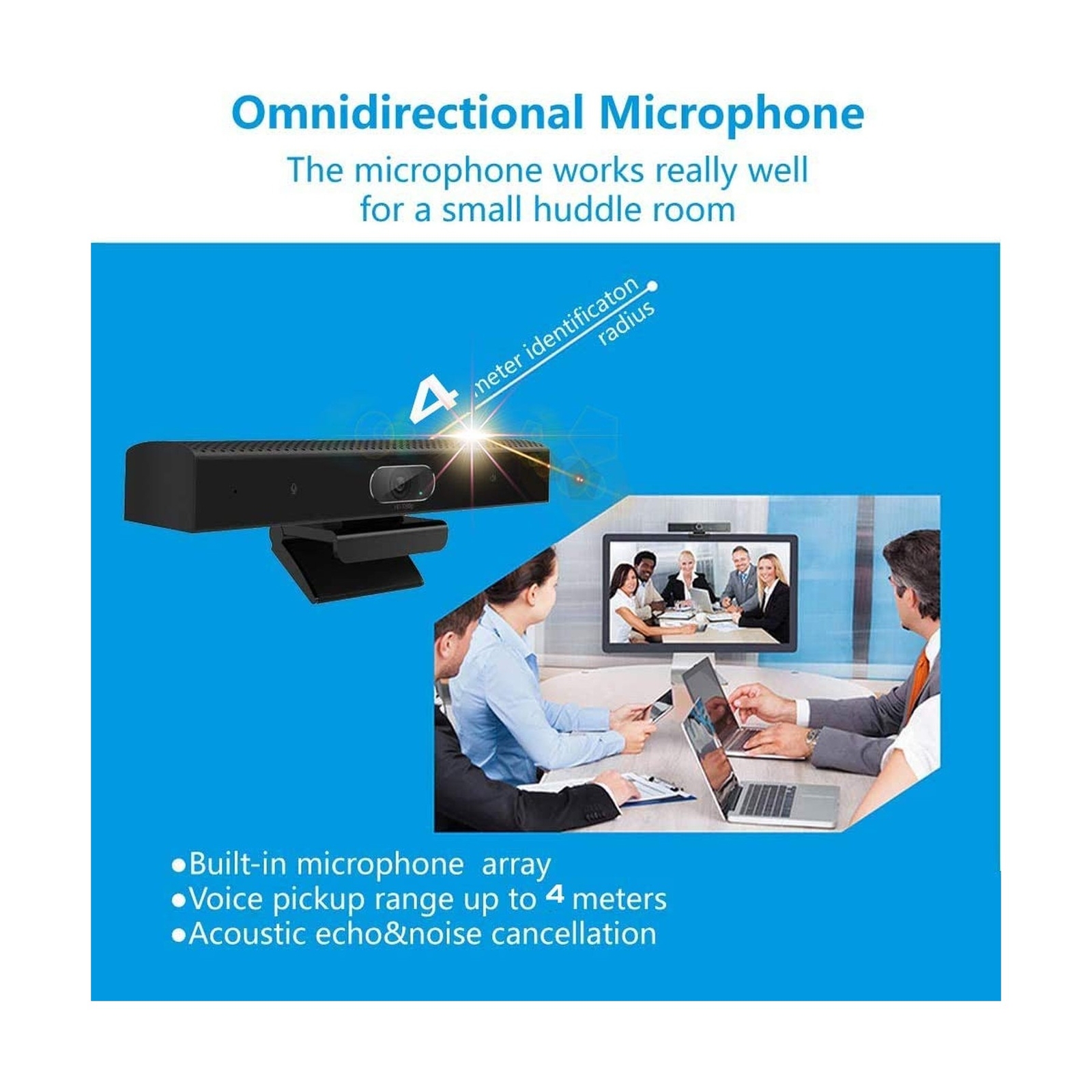 Conference Room Camera with Microphone and Speaker, Wide Angle USB Video Conf...