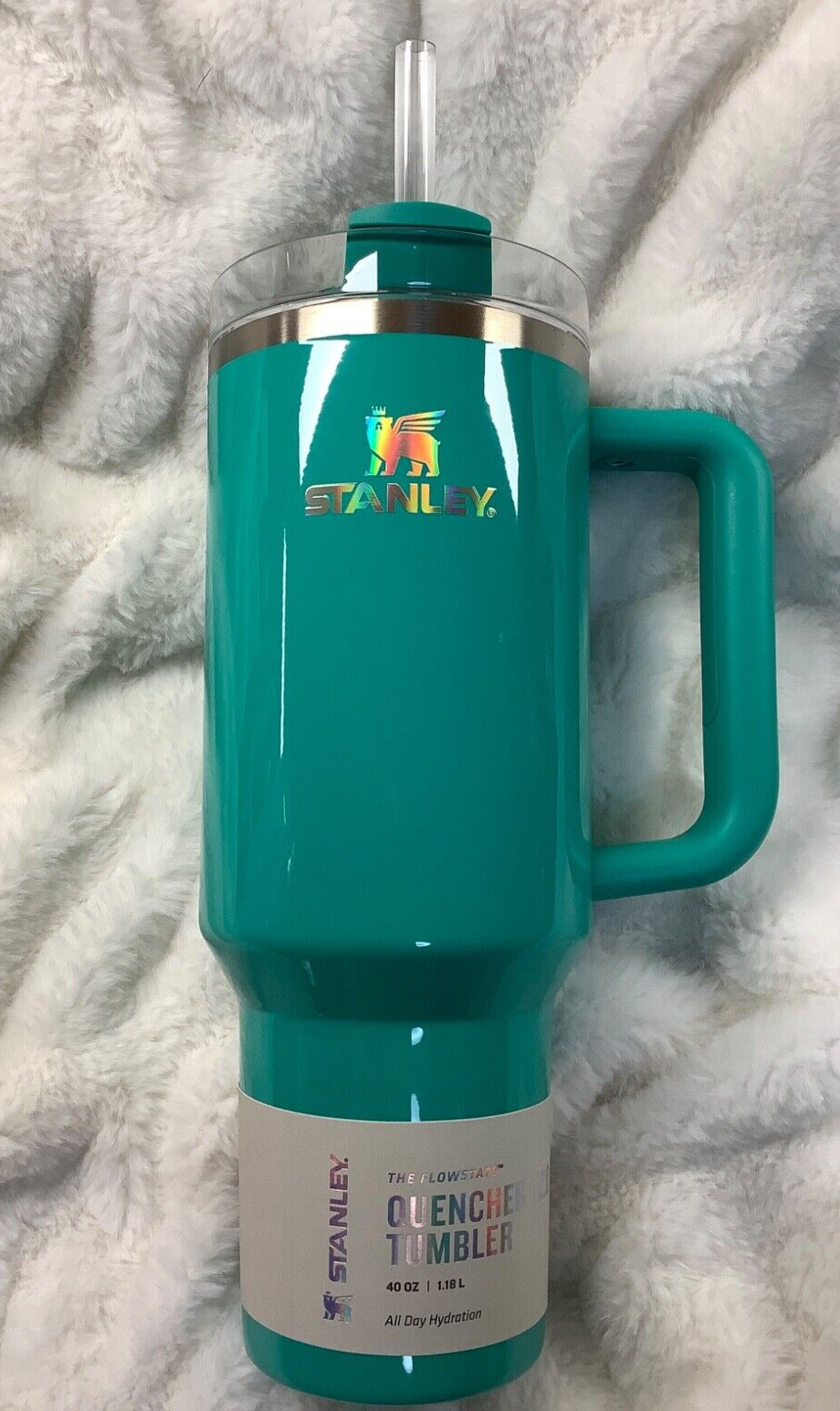 Stanley Gumdrop Green Iridescent 40 oz SS H2.0 Flowstate Quencher Tumbler 💚