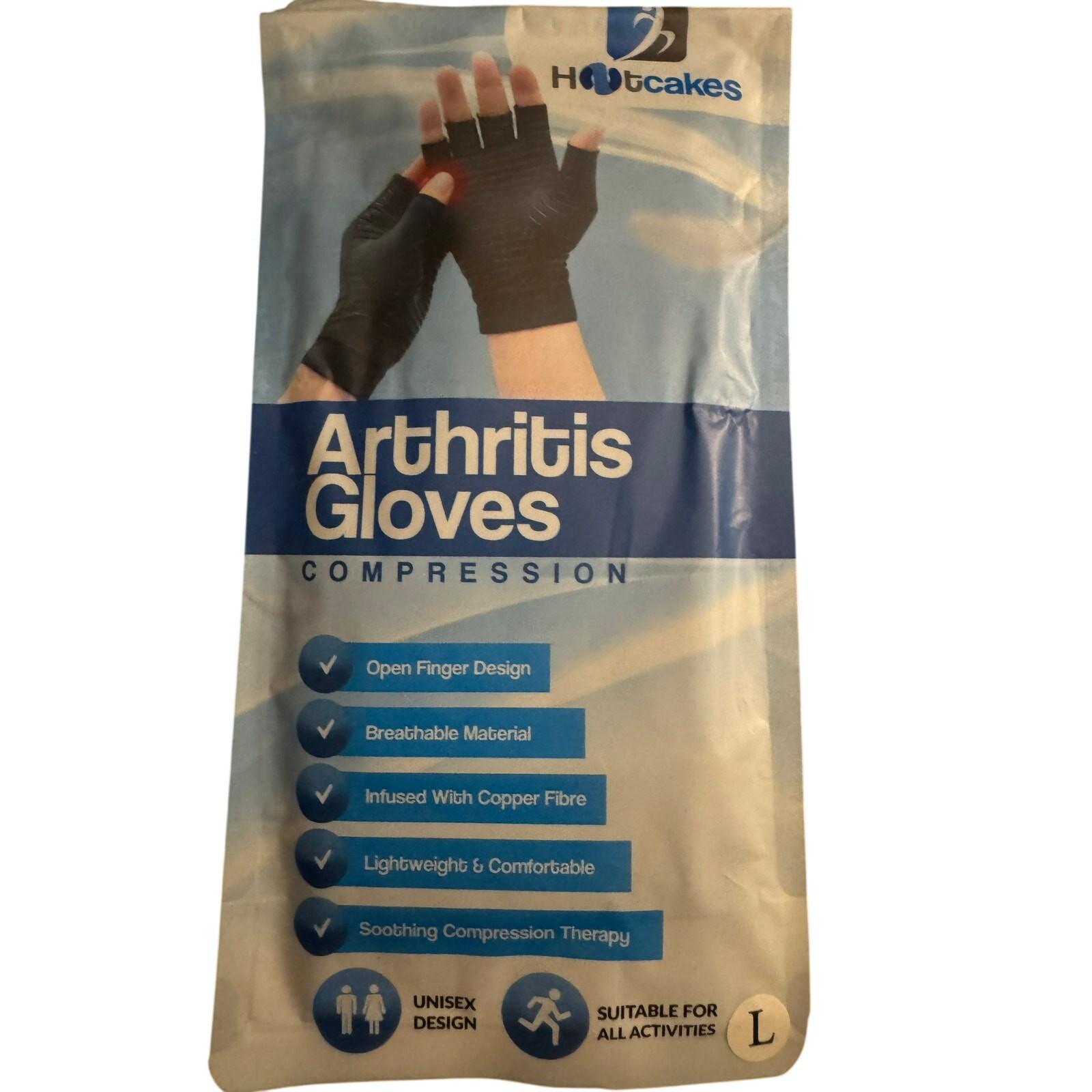 Hotcakes Compression Arthritis Support Gloves Best Copper - Infused Size Large