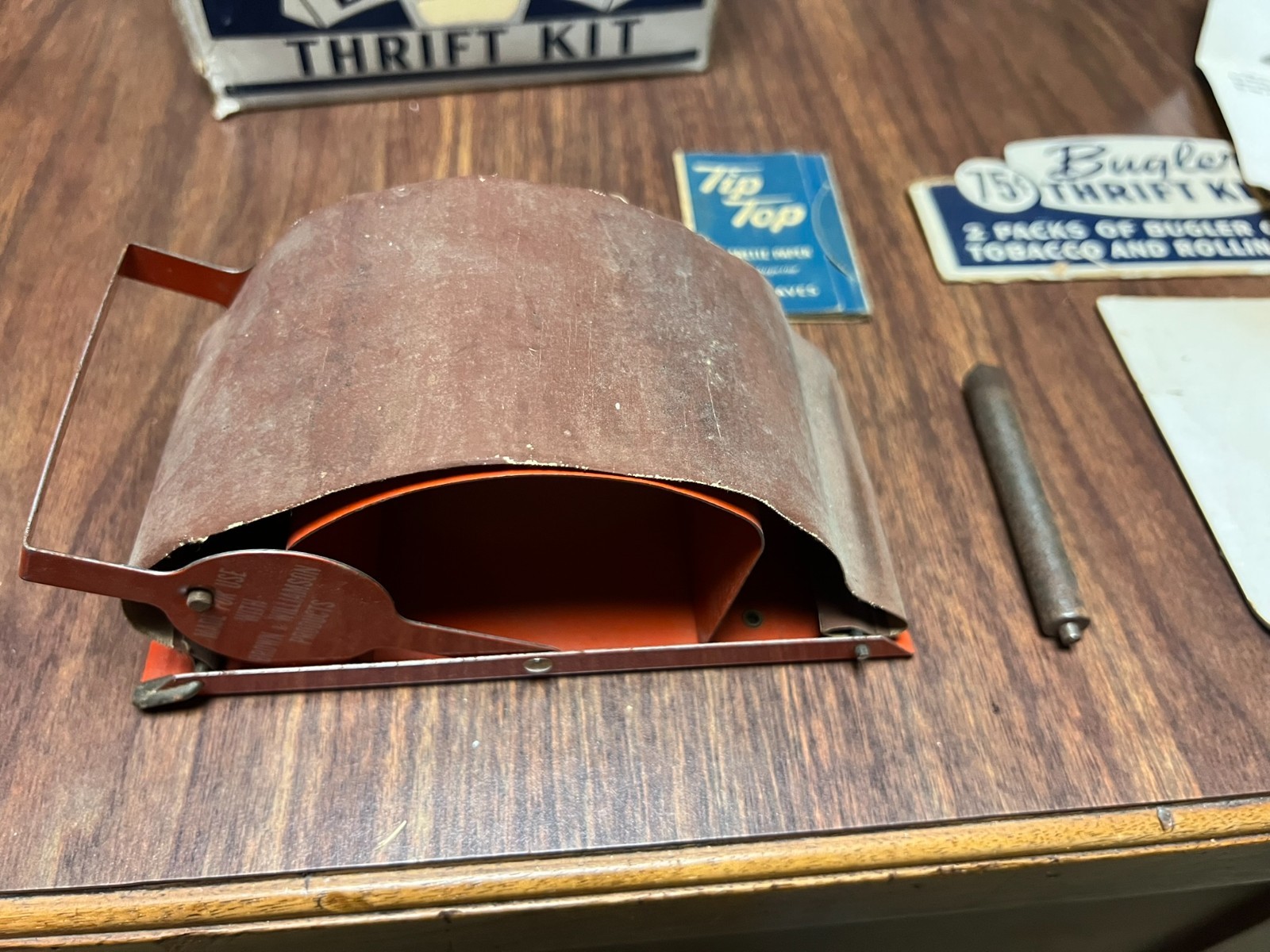 Vintage Bugler Thrift Kit Cigarette Rolling Machine+2 partial cig papers