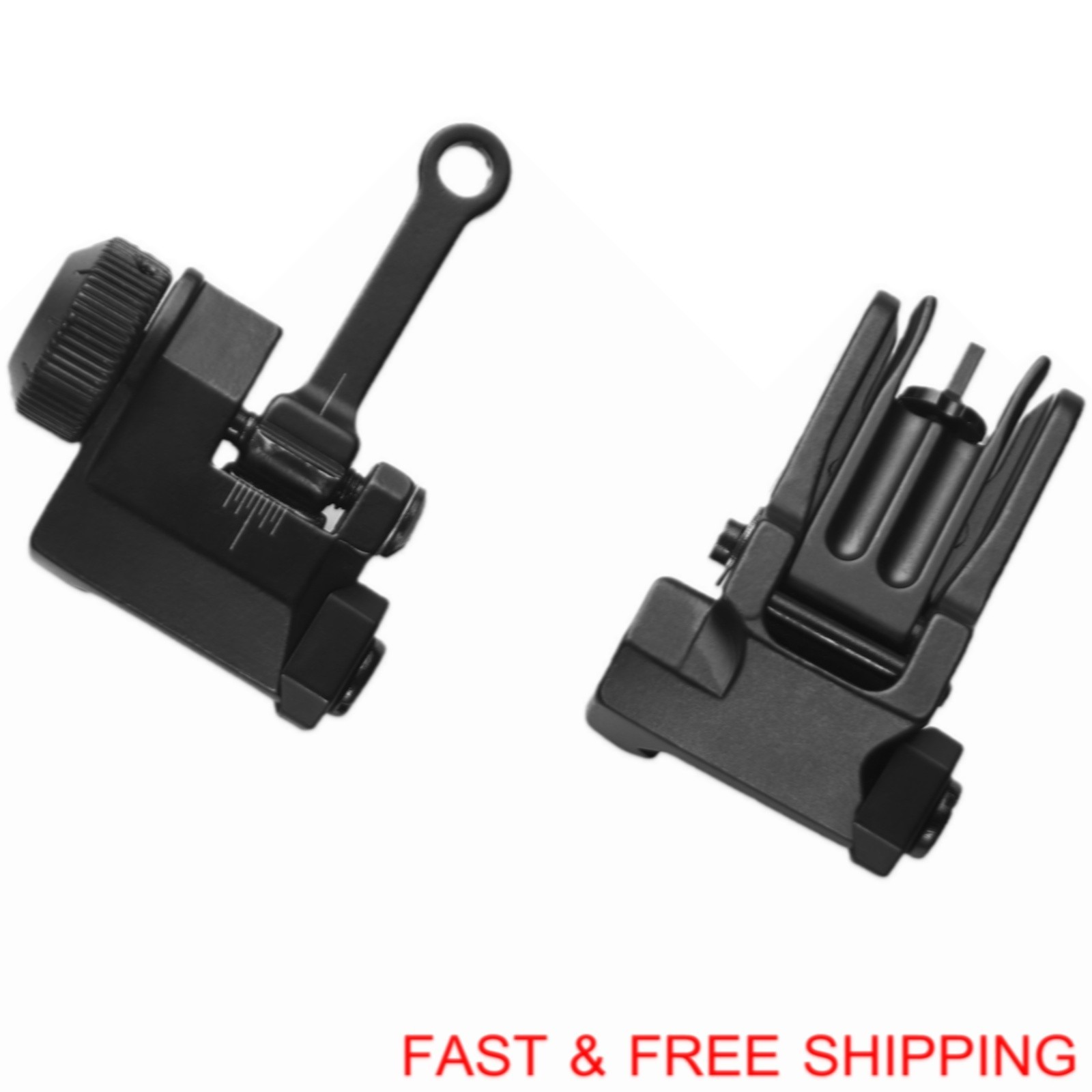 1 Pair T actical Low Profile Metal Sights Folding Iron Front & Rear Set Black
