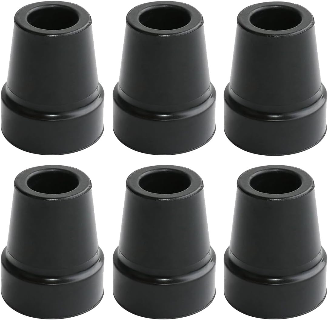 Replacement Rubber Cane Tips 6 Pcs 3/4 Inch for Canes, Walking Sticks, and Walke