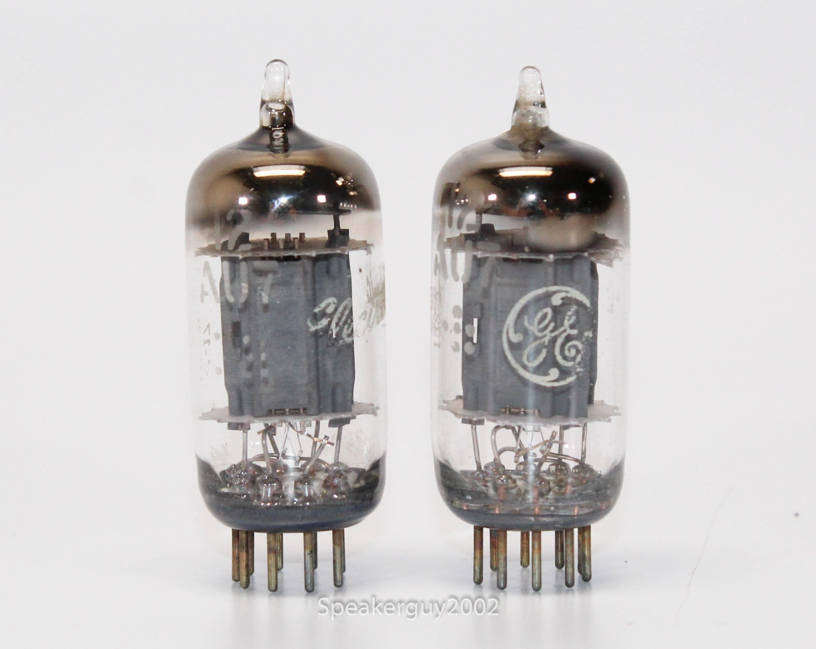 2 - GE 12AU7 Vacuum Tubes / Long Gray Plates -- CS11