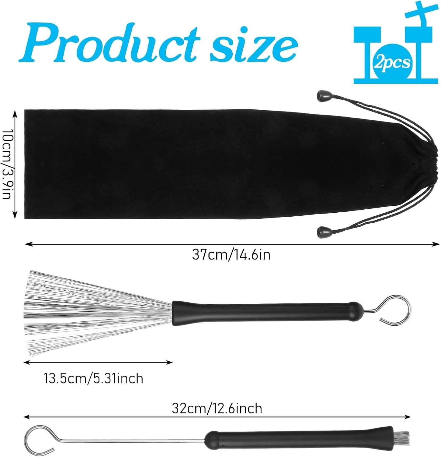 Wire Brushes for Drum Set Retractable Smooth Jazz Adjustable Fan