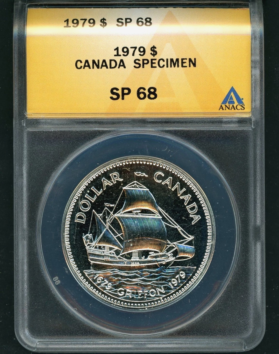 1 Dollar 1979 Queen Elizabeth II *GRATIA* Griffon Canada SP68 ANACS Silver !!