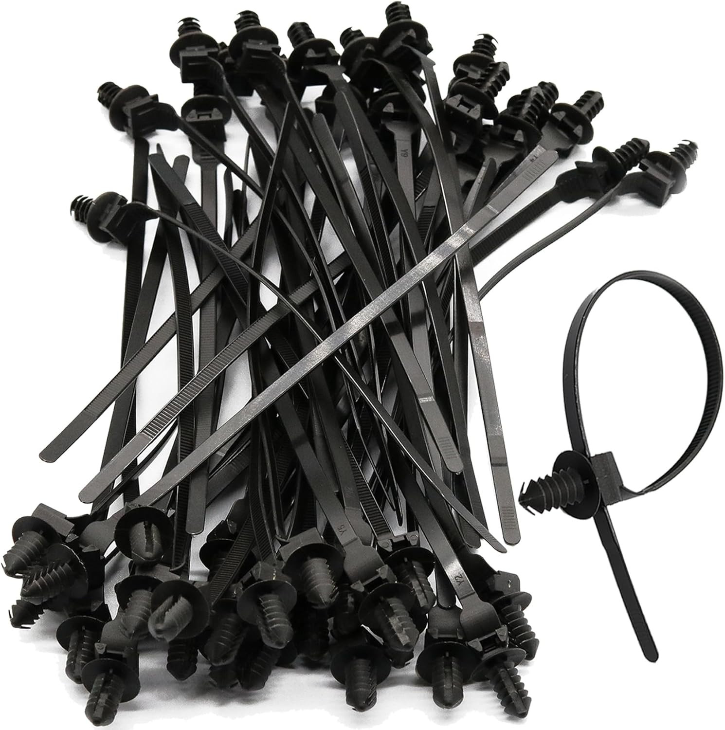 50 Pack Cable Zip Ties, 8 Inch Nylon Push Mount Self Locking Cable Ties for Indo