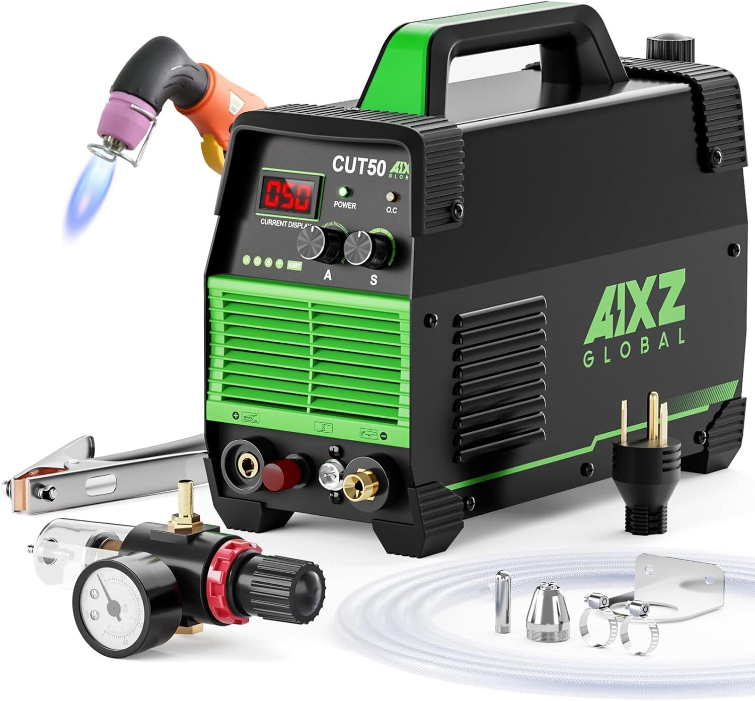 110/220V Plasma Cutter, Built-in Gas Pressure Regulator50A Non-Touch HF,CUT50 US