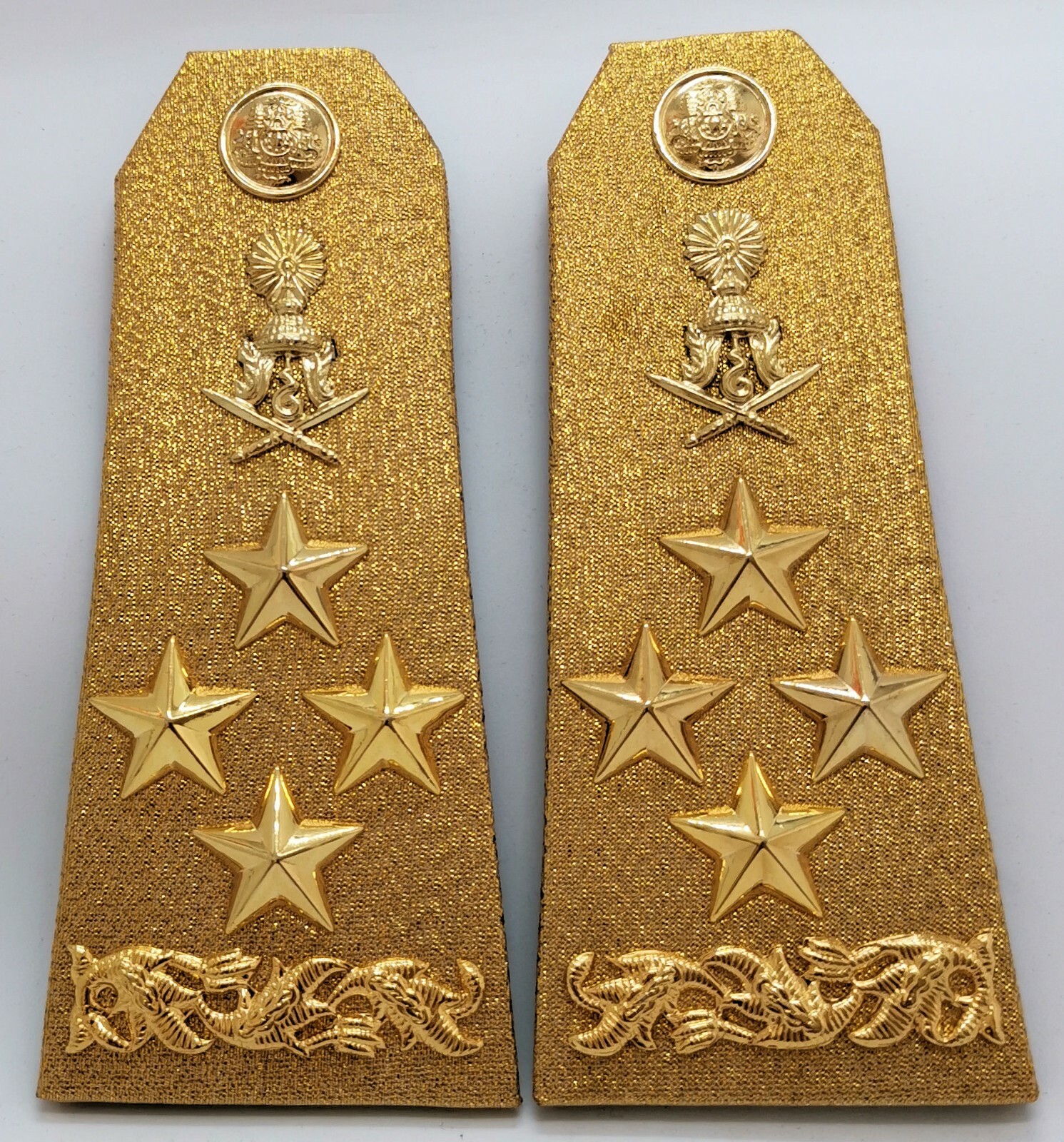 Cambodia Military Army 4 Four Star General Officer Gold Shoulder Boards Mark