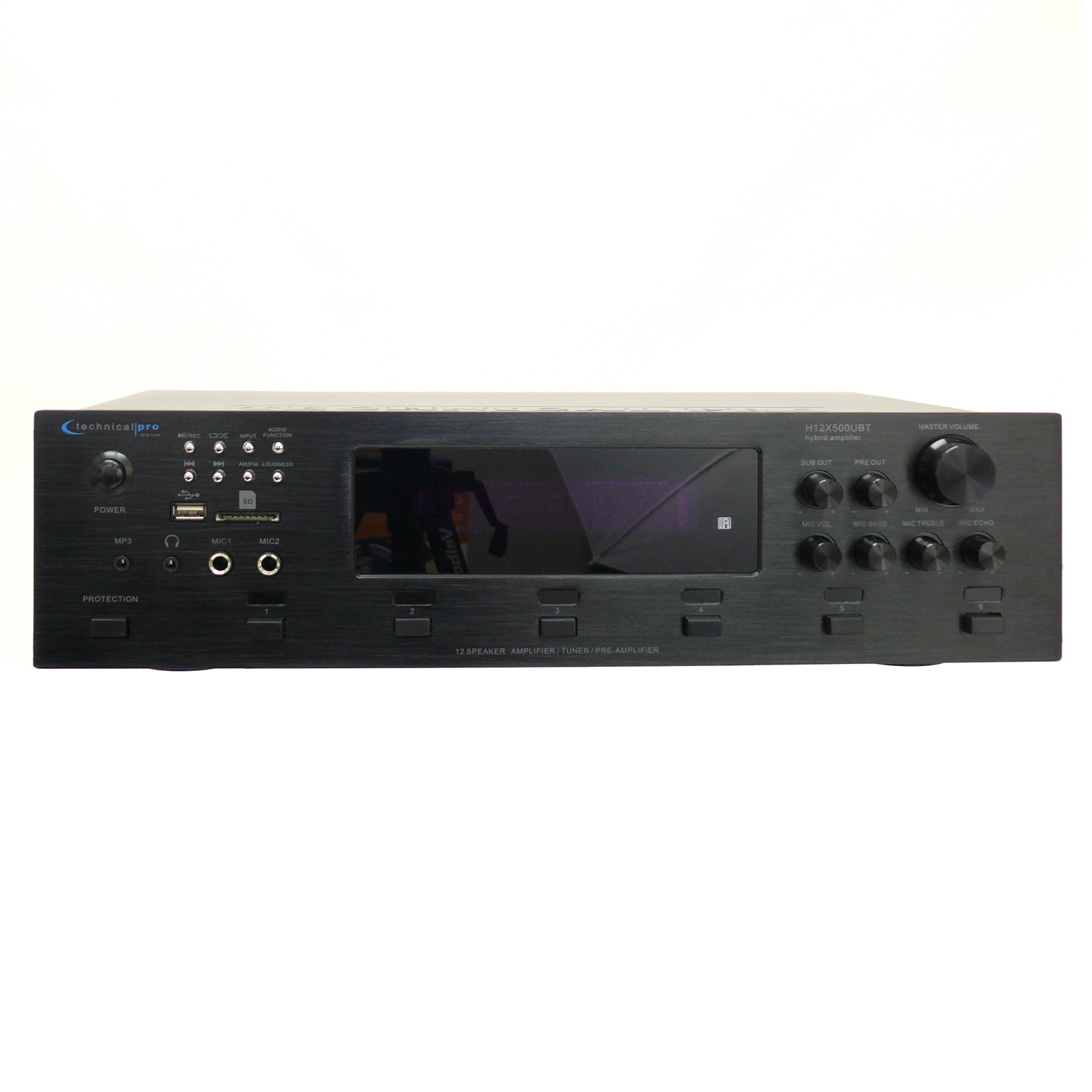 TPro 6 Zone 6000W Digital Bluetooth Hybrid Amplifier Preamp Tuner w USB SD Input