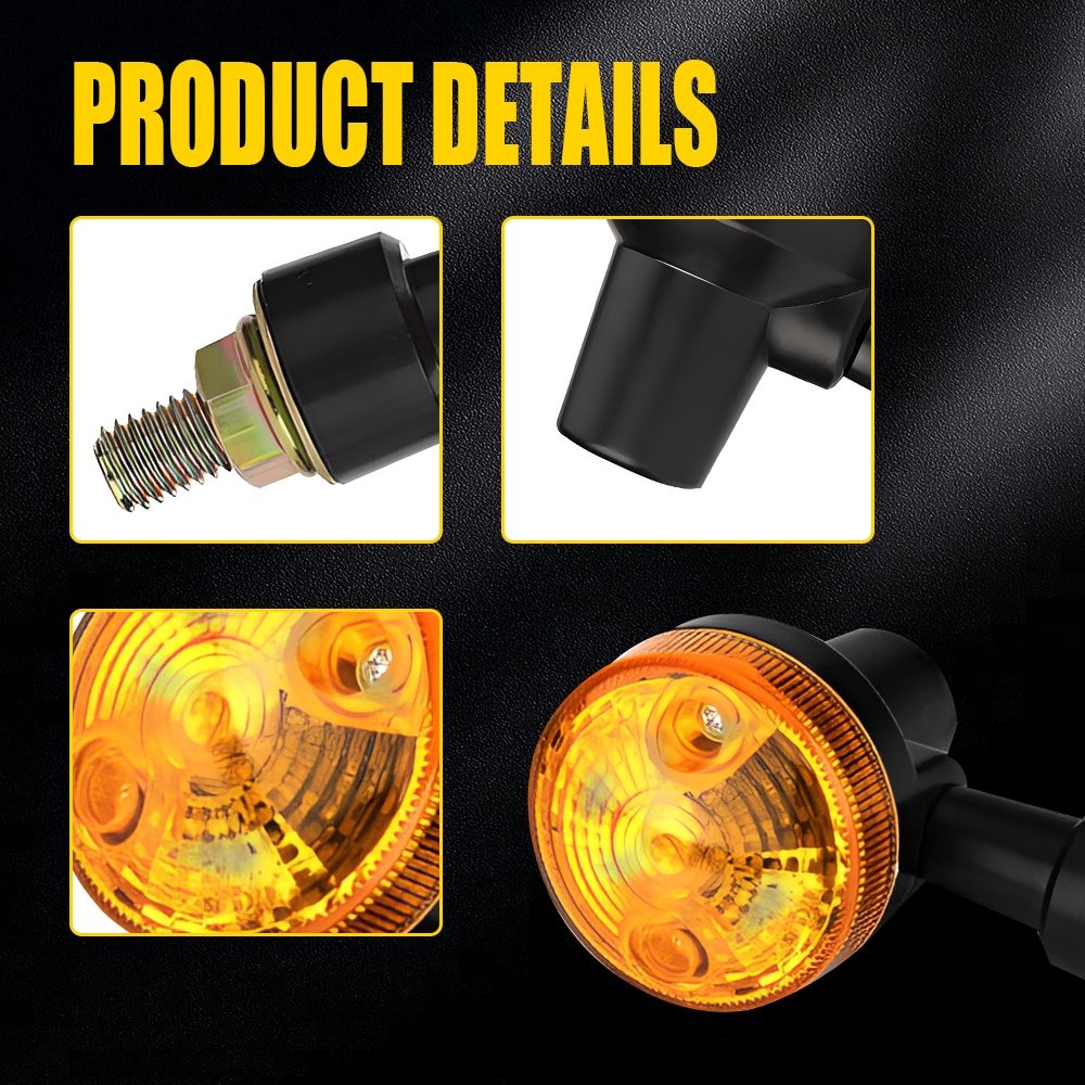4X Universal Amber LED Turn Motorcycle Signals Round Light Tail Indicator Light