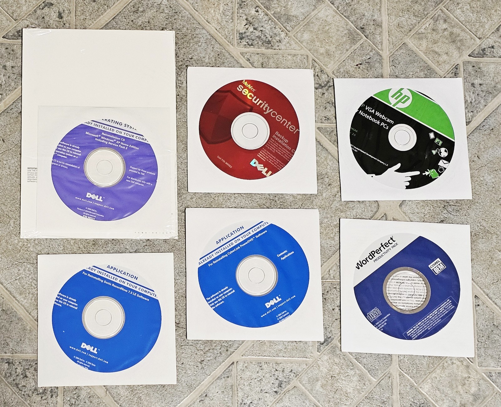 Lot of 6 Dell Windows Recovery & Application Discs