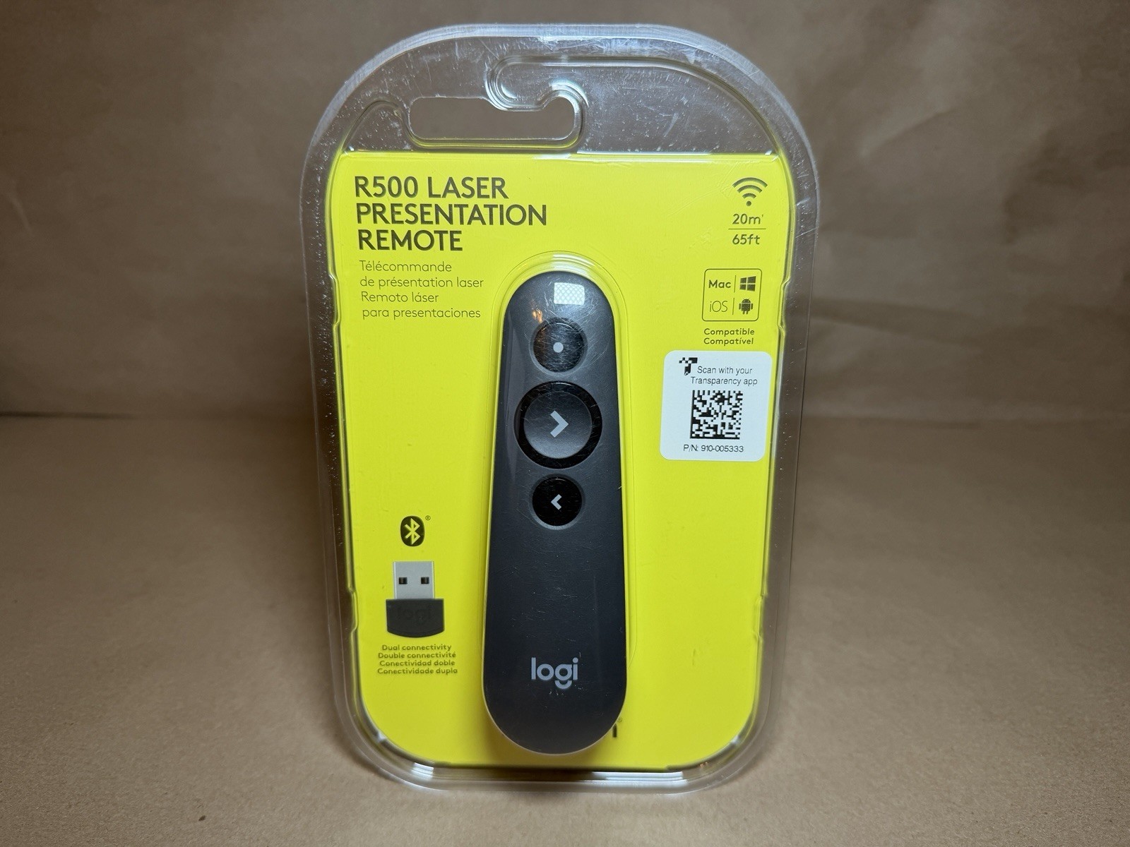 Logitech R500 Laser Presentation Remote with Dual Connectivity Bluetooth or USB