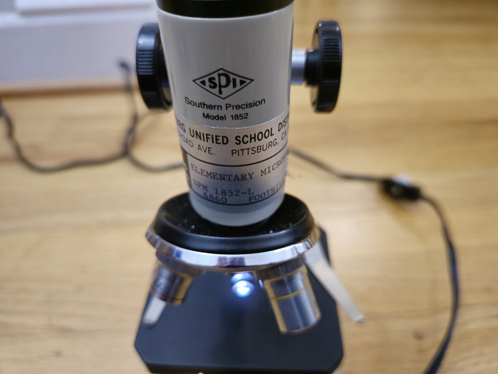 SPI Southern Precision Instrument Lab Microscope No. 1852 Pittsburgh Elementary!