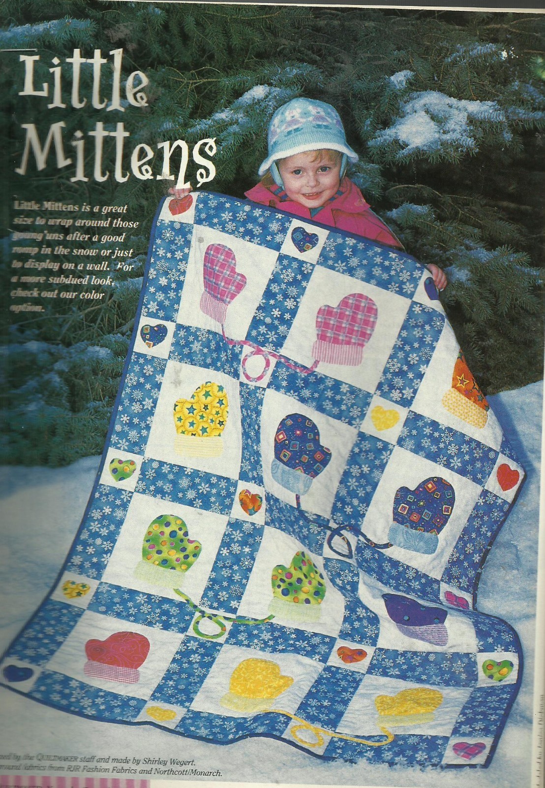E0014 LITTLE MITTENS BABY QUILT PATTERN/INSTRUCTIONS