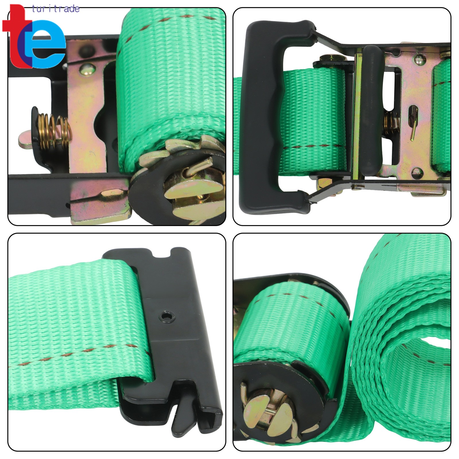 For ATV UTV 8' Ratchet Straps Wheel Chock Tie Down Trailer Trap System 4 Pack