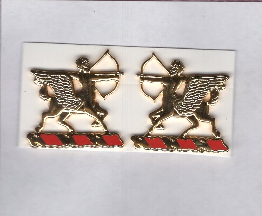 US Army 6th Artillery Regiment crest DUI clutchback badge set V-21