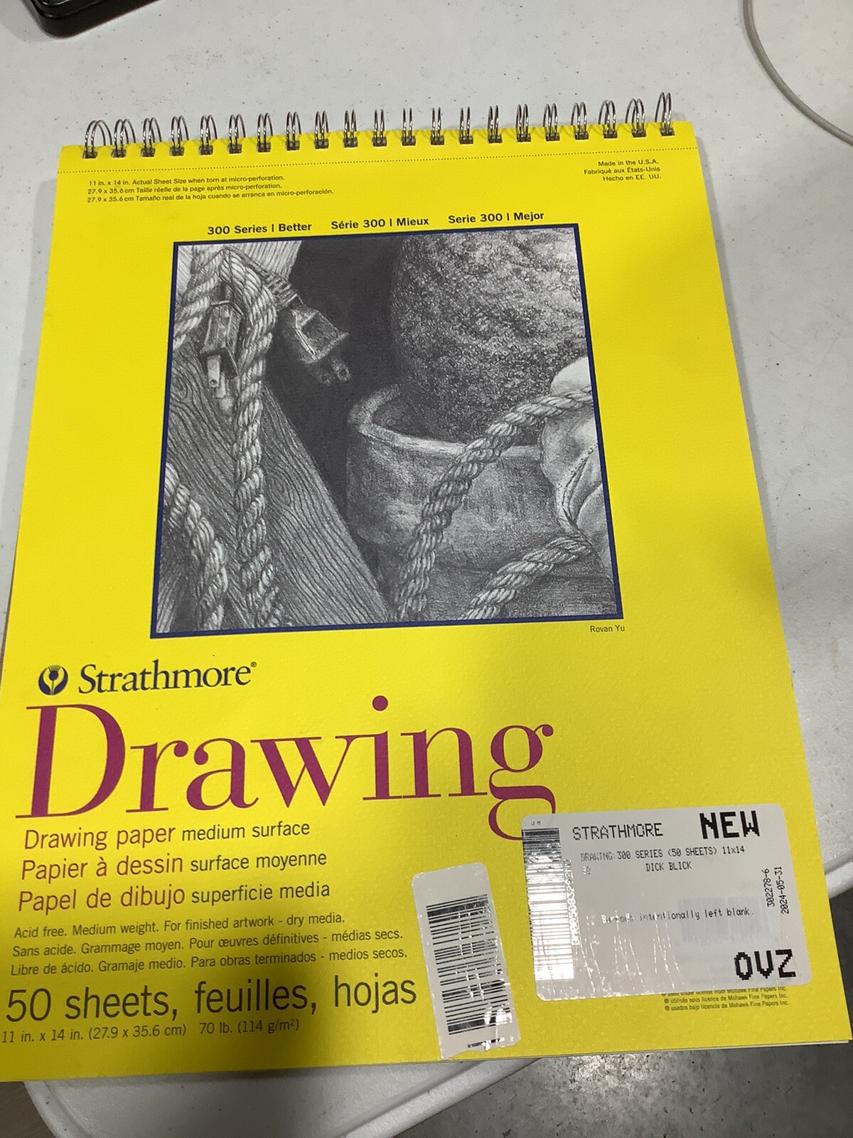 Strathmore Drawing Paper 300 Series  50 Sheets 15 x 11 inches in spiral book New