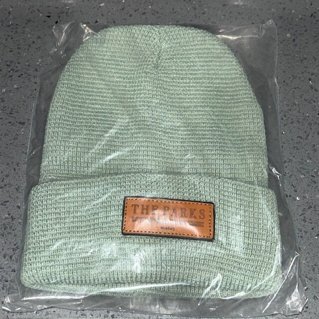 The Parks Apparel Green Beanie Leather Brand Beanie Hat Winter Hiking Brand NEW