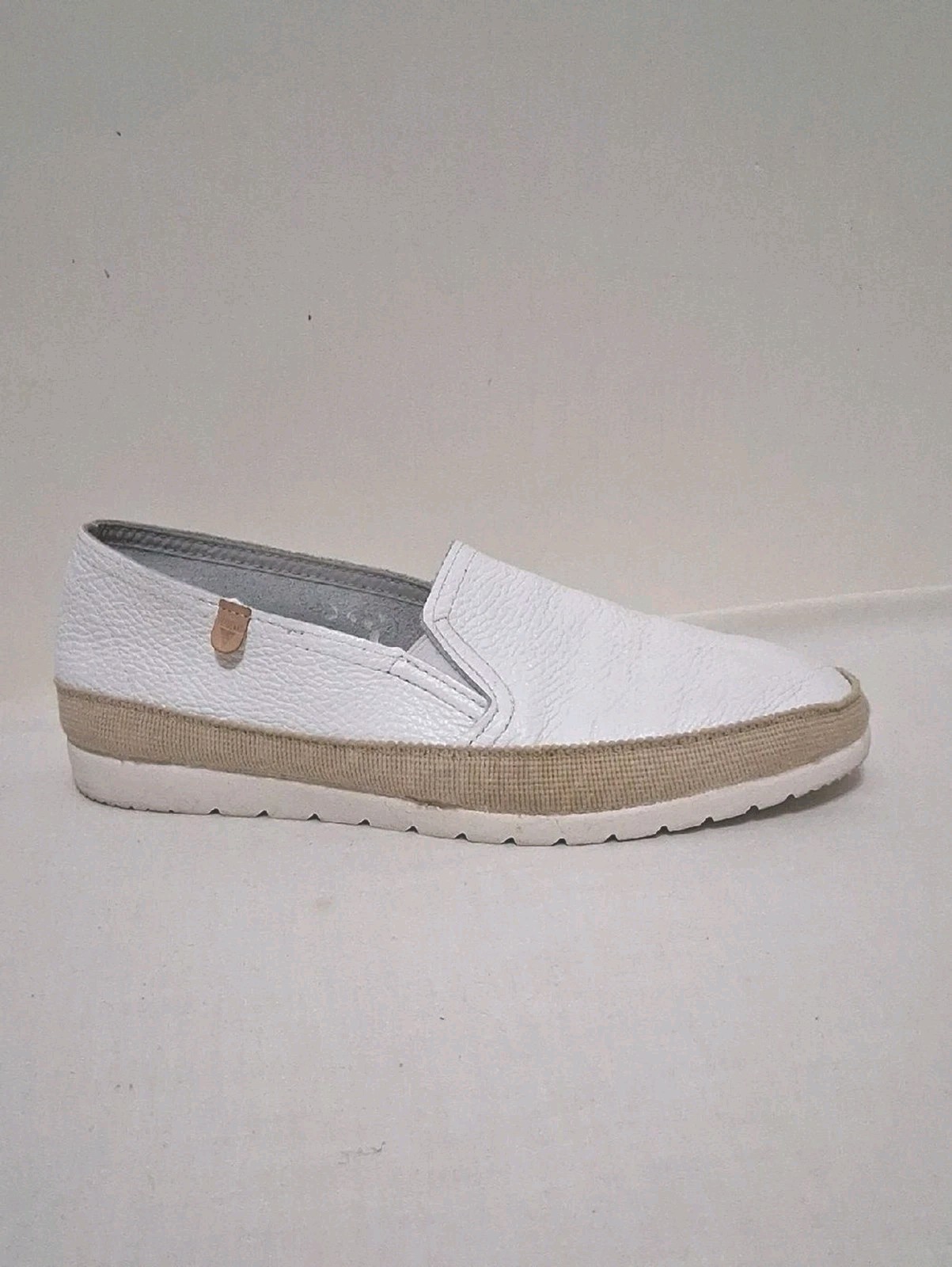 Verbenas Nuria White Leather Espadrille Loafers Slip On Flats Spain Made US 8