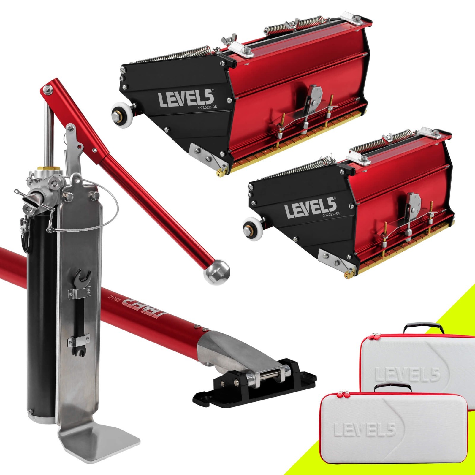 LEVEL5 Drywall Finishing Set MEGA 7" 10" Boxes, Extendable Handle, Pump | 4-615