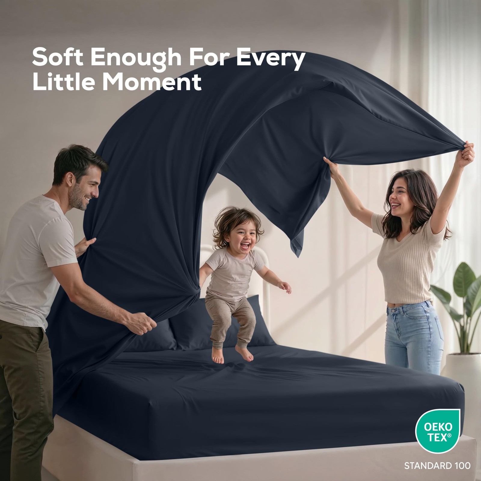 Utopia Bedding Queen Size Sheet Set Navy Soft Microfiber Oeko Tex 4-Piece