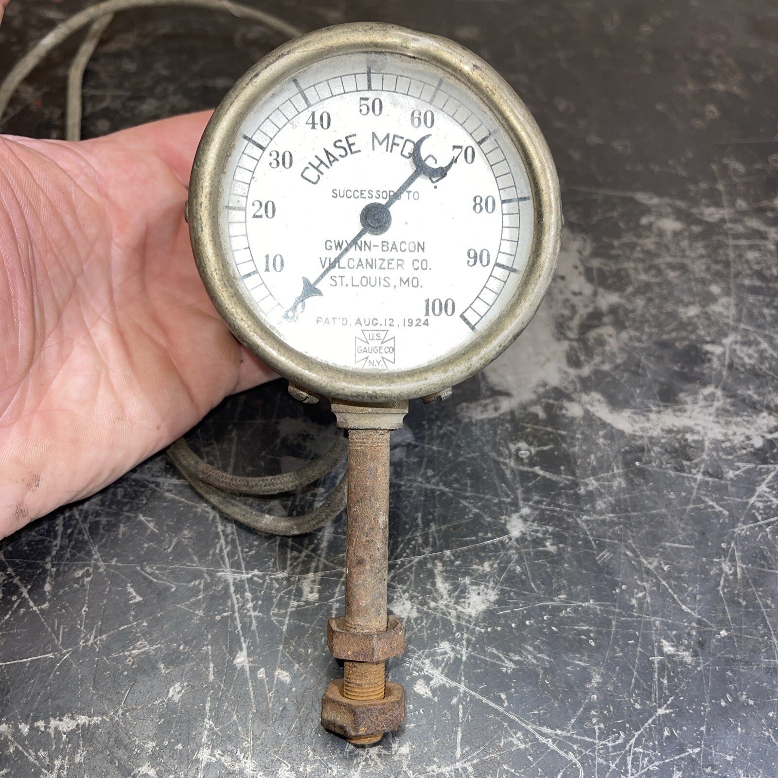 Antique Vintage Gauge Temp? Tech? CHASE MFG Vulcanizer Steampunk