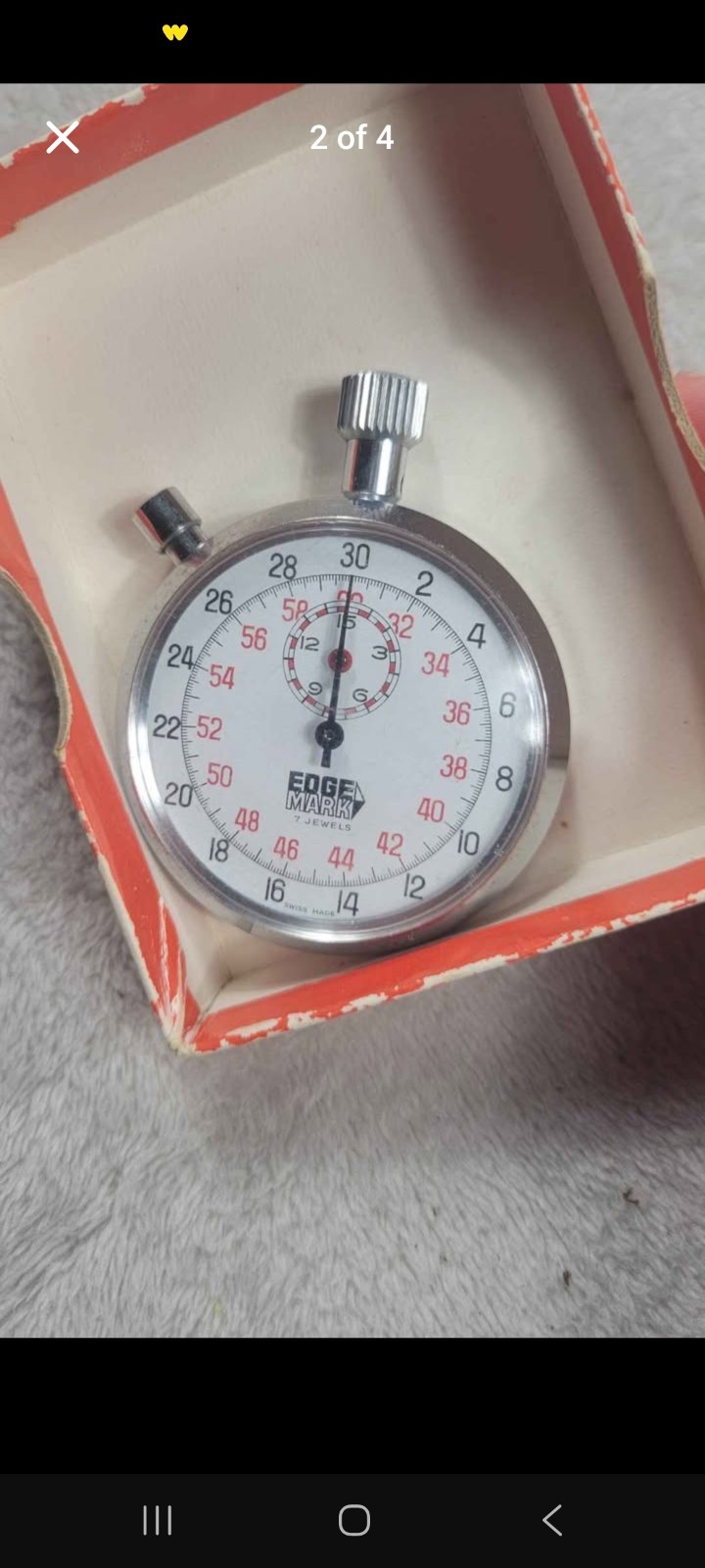 Vintage 7 Jewels Stopwatch Swiss Made Edge-Mark WORKS